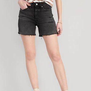 Old Navy High-Waisted Button-Fly O.G. Straight Ripped Side-Slit Jean Shorts
